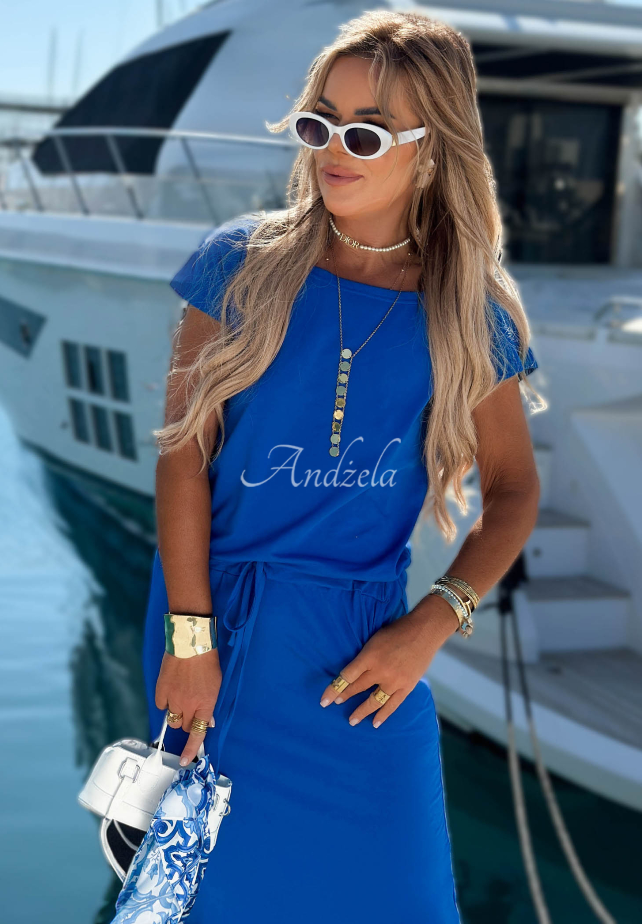 Bawełniana Dress ze ściągaczem Moonlight Harbor cobalt