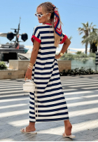 Sukienka maxi w paski Anchor Bay biało-granatowa