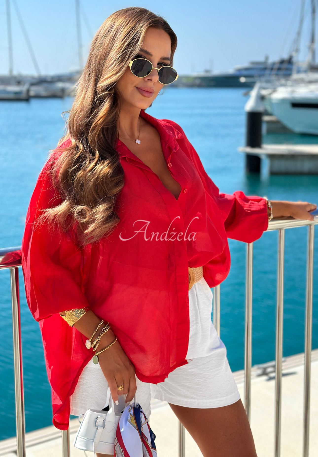 Lekka asymetryczna Shirt z tencelu Summer Select red