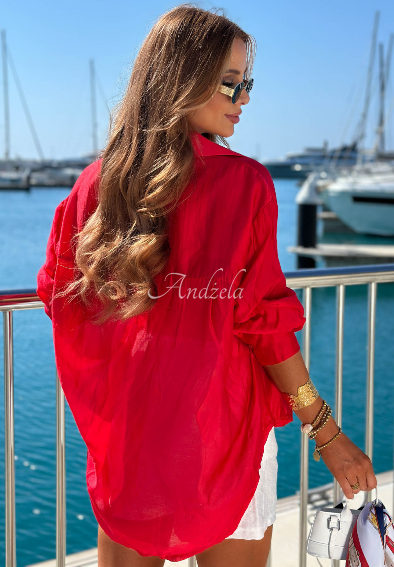 Lekka asymetryczna Shirt z tencelu Summer Select red