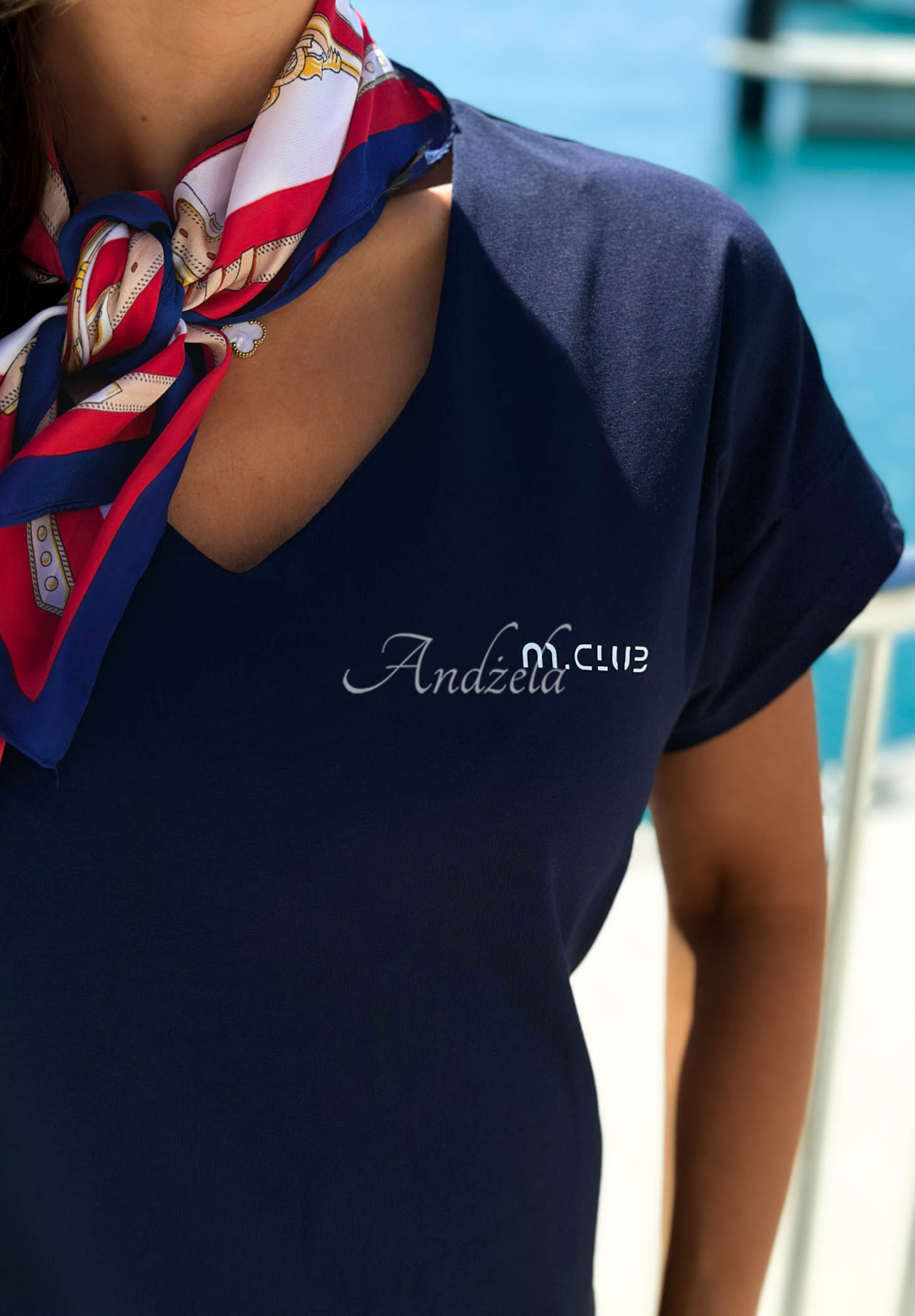 Bawełniana Dress z nadrukiem M Ocean Club navy blue