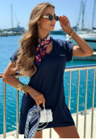 Bawełniana sukienka z nadrukiem Marina Club granatowa
