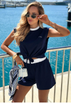 Bawełniana bluzka z wiązaniem Marina Club granatowa