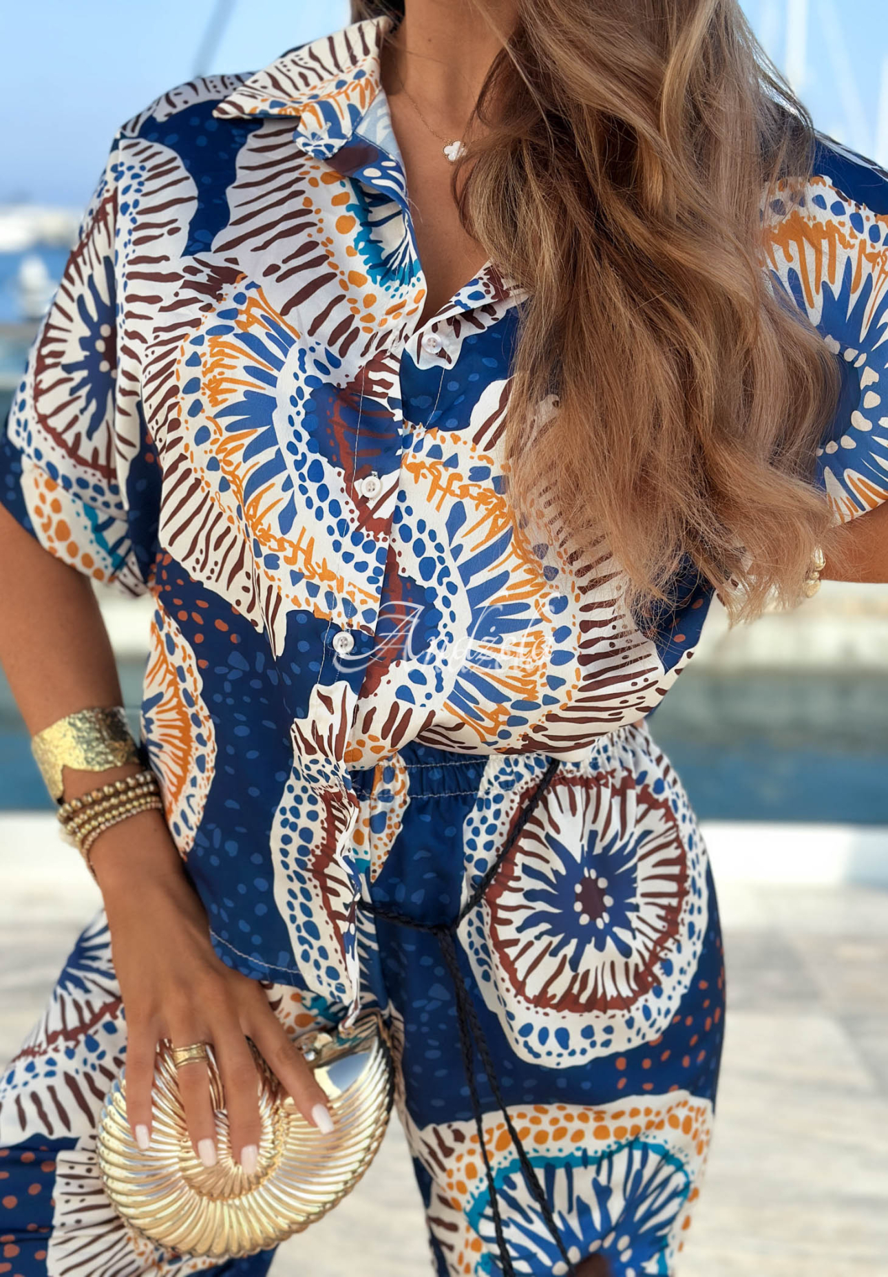 Shirt patterned Ocean Fresco navy blue