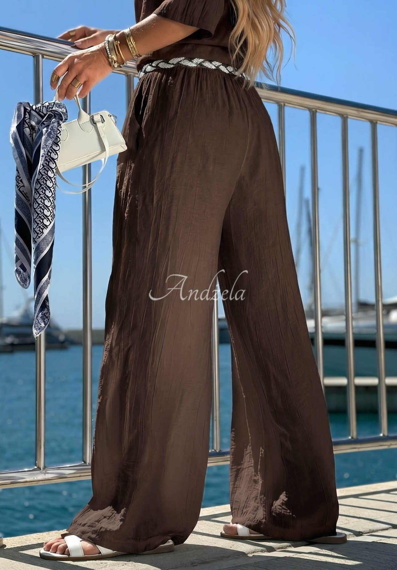 Set Shirt i Trousers z wiskozy Golden Touch chocolate