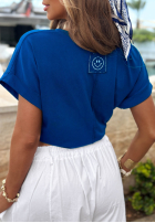 T-shirt z dekoltem w serek Sea Sailing granatowy