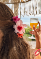 Zestaw spinek 3w1 kwiatowe klamry do włosów Aloha Flora różowo-pomarańczowy