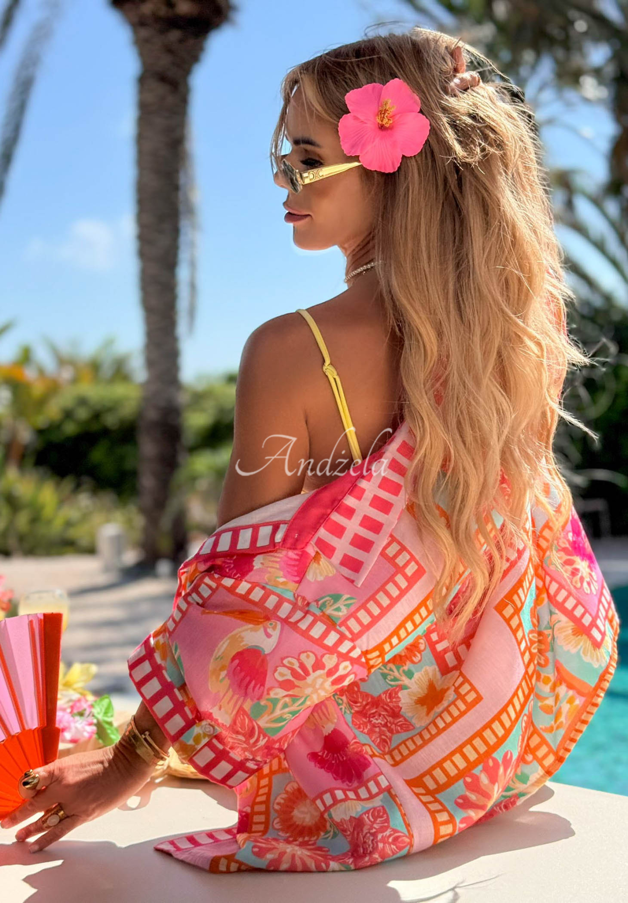 patterned Set Shirt i Trousers z bawełną i lnem Sweet Paradise pink