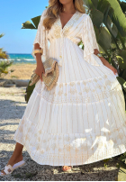 Sukienka maxi ze złotymi haftami boho Palm Royale czarna