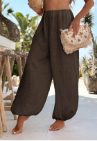 Lniane spodnie haremki ze ściągaczami Sun Outfit khaki