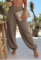 Lniane spodnie haremki ze ściągaczami Sun Outfit khaki