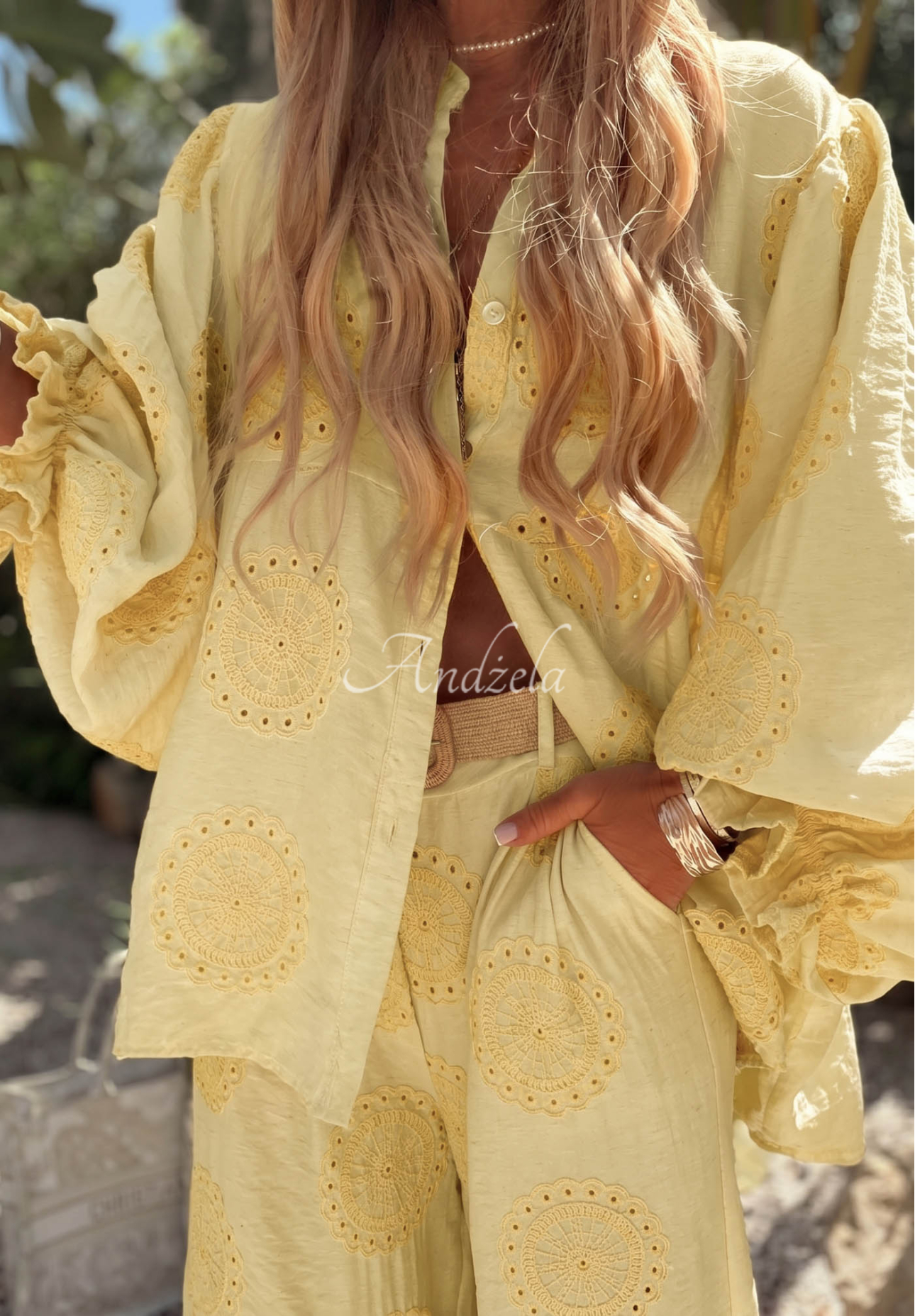 Ti Amo Yellow Embroidered Asymmetrical Boho Cotton Blouse