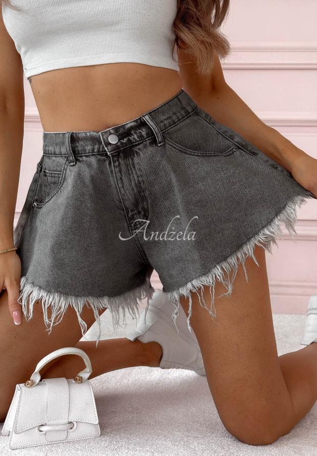 Endless Blue dark gray wide-leg denim shorts