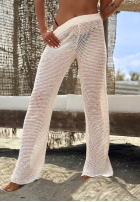 Ażurowe spodnie wide leg boho Summer Favorite jasnobeżowe