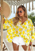 Bluzka oversize w cytrynki Iced Lemonade biało-żółta