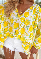 Bluzka oversize w cytrynki Iced Lemonade biało-żółta