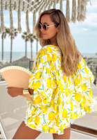 Bluzka oversize w cytrynki Iced Lemonade biało-żółta