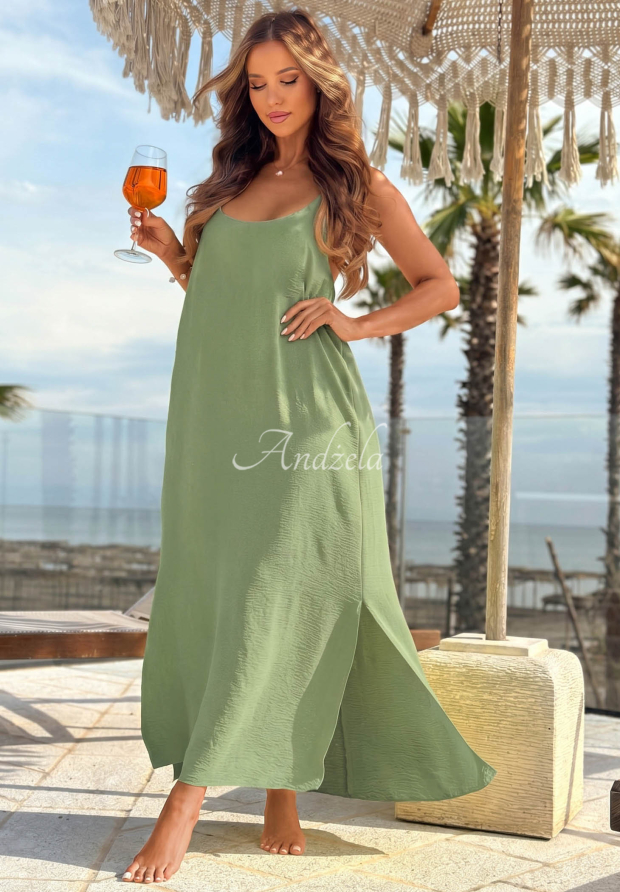 Sukienka maxi na ramiączkach Ocean Mist pistacjowa