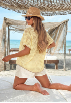 Ażurowy sweter z dekoltem Zahara ecru