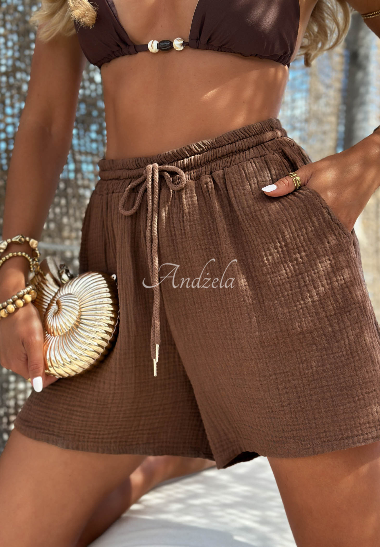 Campfire Oasis chocolate muslin short shorts