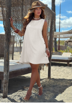 Lniana sukienka z guzikami Linen Whisper ecru