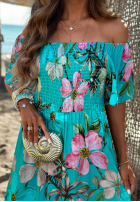 Kwiecista sukienka maxi Summer Florisa turkusowa