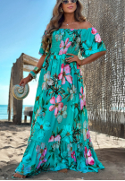 Kwiecista sukienka maxi Summer Florisa turkusowa