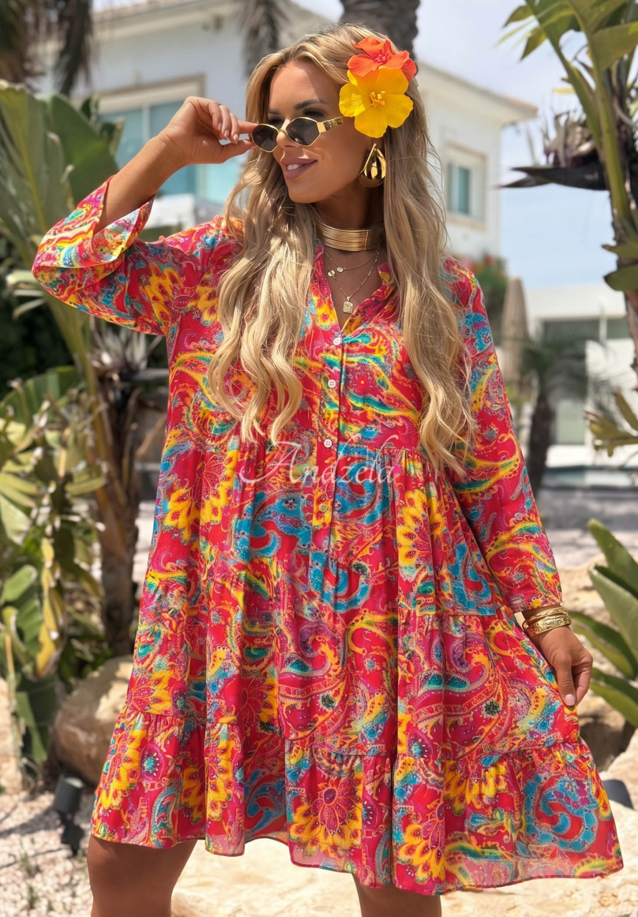 Magnala Summer Fuchsia Patterned Dress