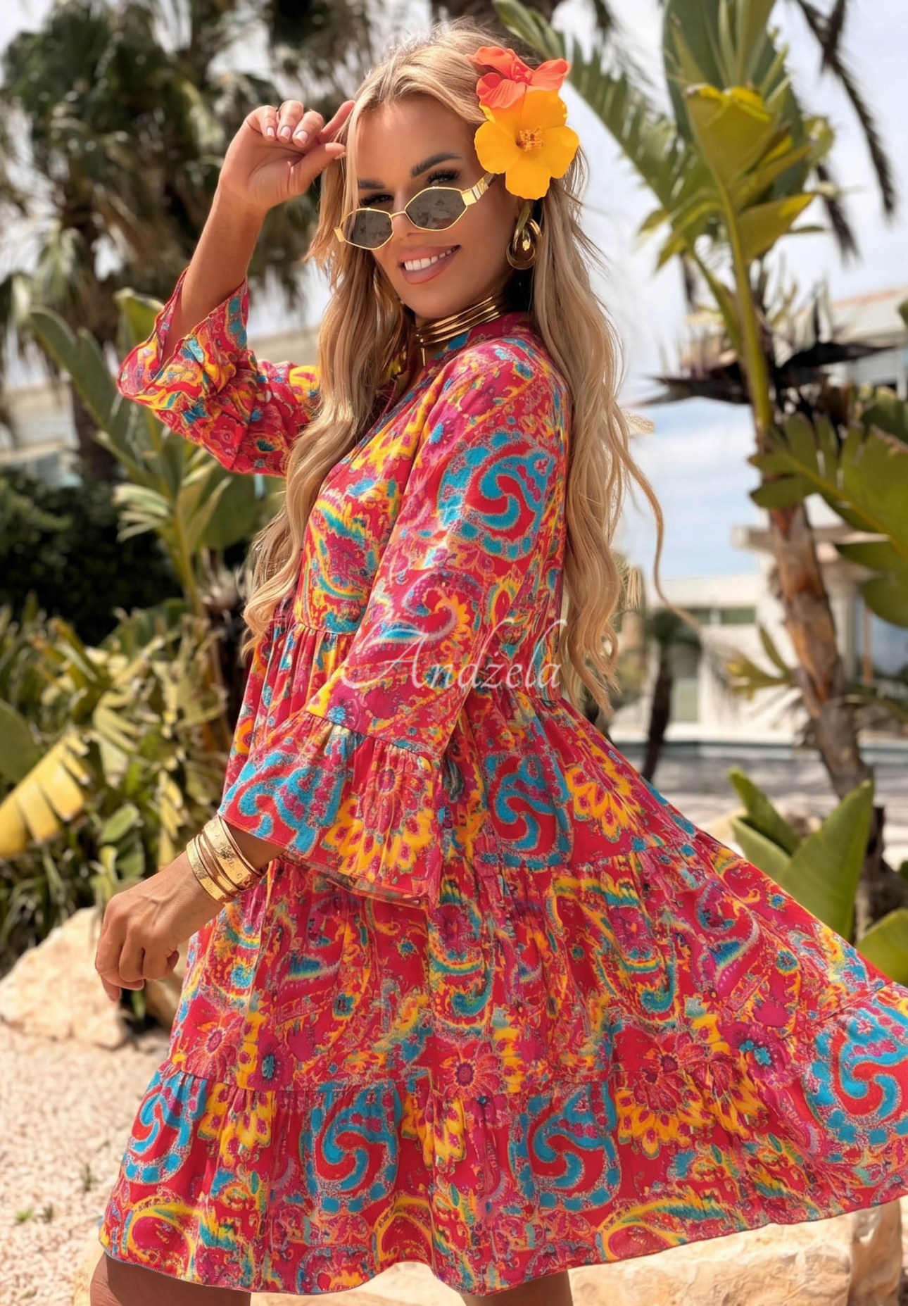 Magnala Summer Fuchsia Patterned Dress