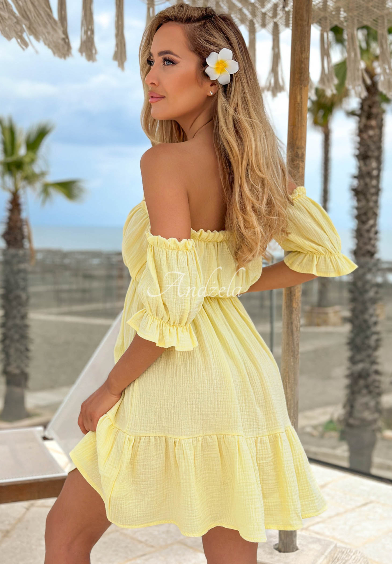 Muślinowa sukienka hiszpanka Sunset Touch żółta