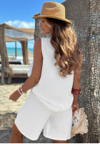 Top z dekoltem w serek Sunset Escape czekoladowy