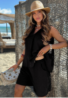 Top z dekoltem w serek Sunset Escape czekoladowy