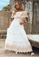 Ażurowa sukienka maxi hiszpanka boho Sun Queen biała