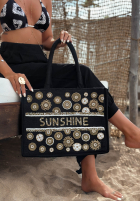 Pleciona torebka wyszywana koralikami boho Sunshine Beads beżowa