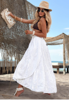 Ażurowa spódnica z falbankami boho Riviera Daydream biała