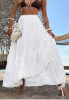 Ażurowa spódnica z bawełny z falbankami boho Riviera Daydream biała