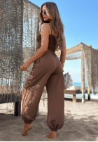 Materiałowe spodnie Summer Wind czekoladowe
