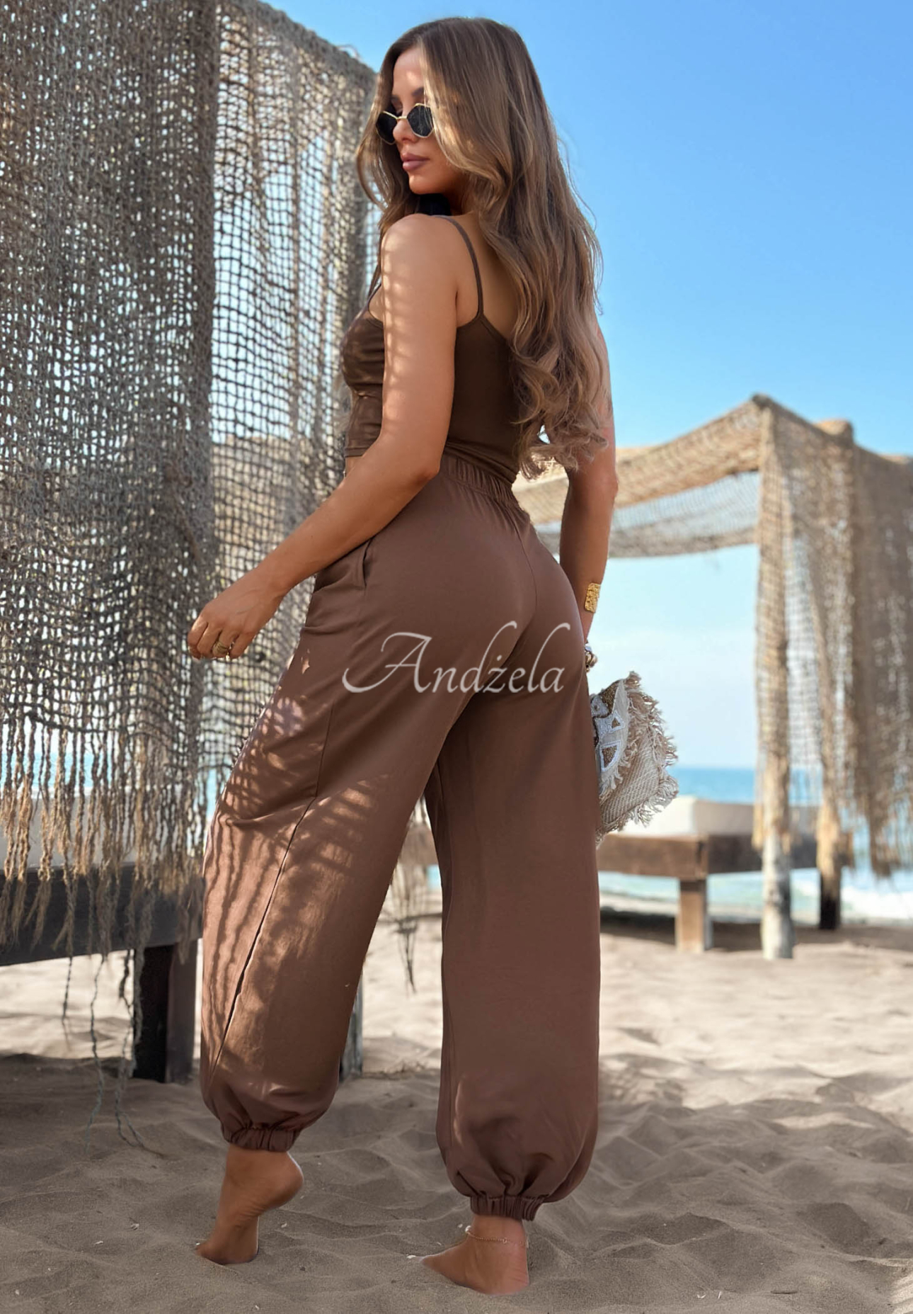 Summer Wind Chocolate-Colored Cotton Jogger Pants