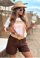 T-shirt z nadrukiem Palm Paradise biały