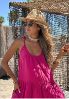 Sukienka maxi na ramiączkach z falbankami Summer Club biała