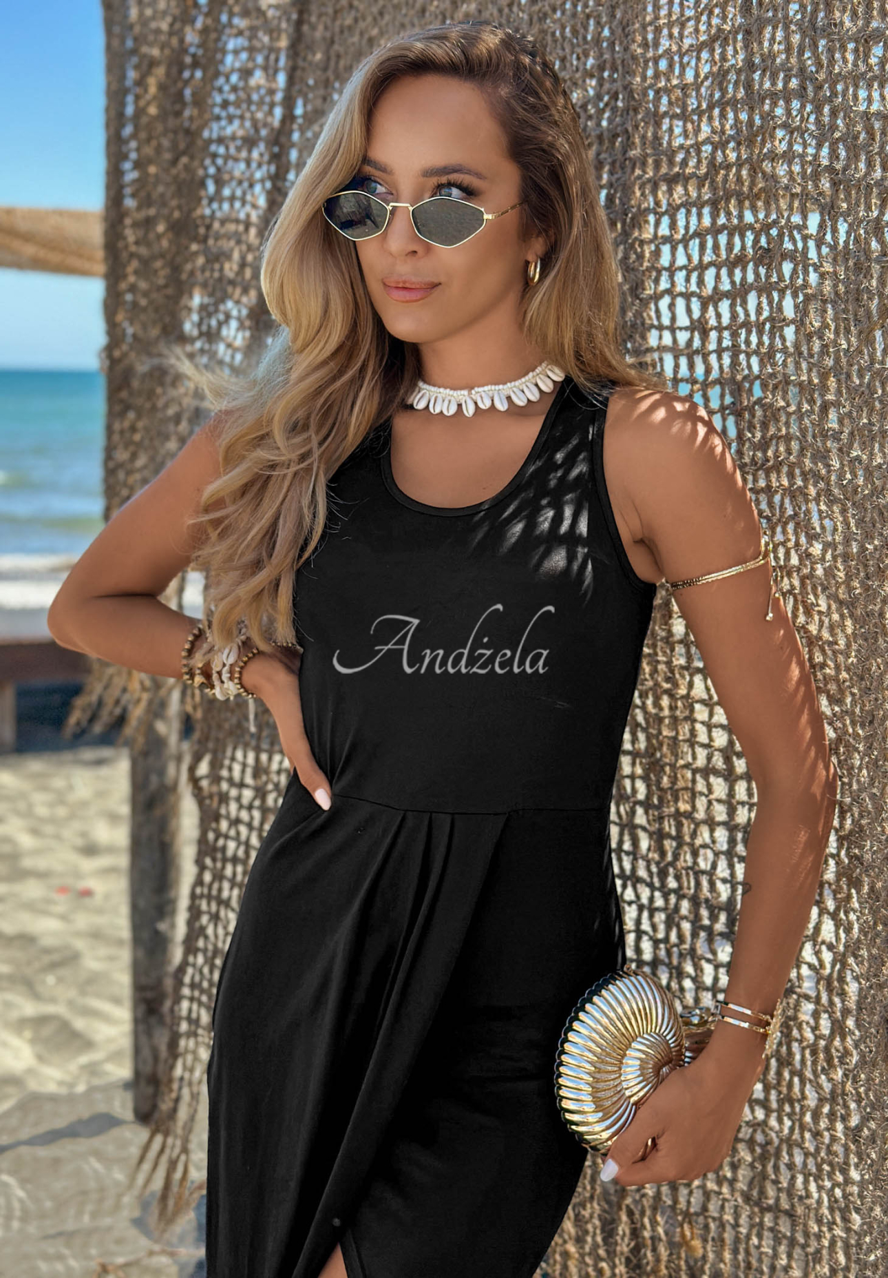 Casilla maxi dress with slit black