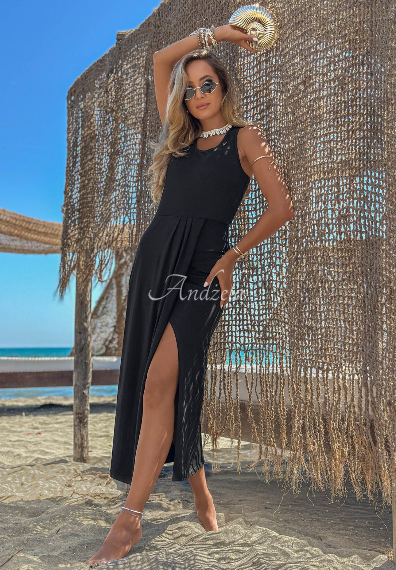 Casilla maxi dress with slit black