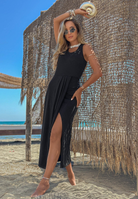 Casilla maxi dress with slit black