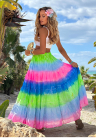 Kolorowa spódnica maxi z falbankami tie dye Cactus Bloom zielono-kobaltowa