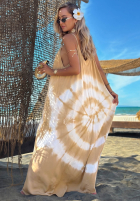 Sukienka maxi na ramiączkach tie dye Deep Sea kobaltowo-biała