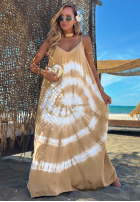 Sukienka maxi na ramiączkach tie dye Deep Sea kobaltowo-biała