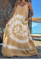 Sukienka maxi na ramiączkach tie dye Deep Sea kobaltowo-biała