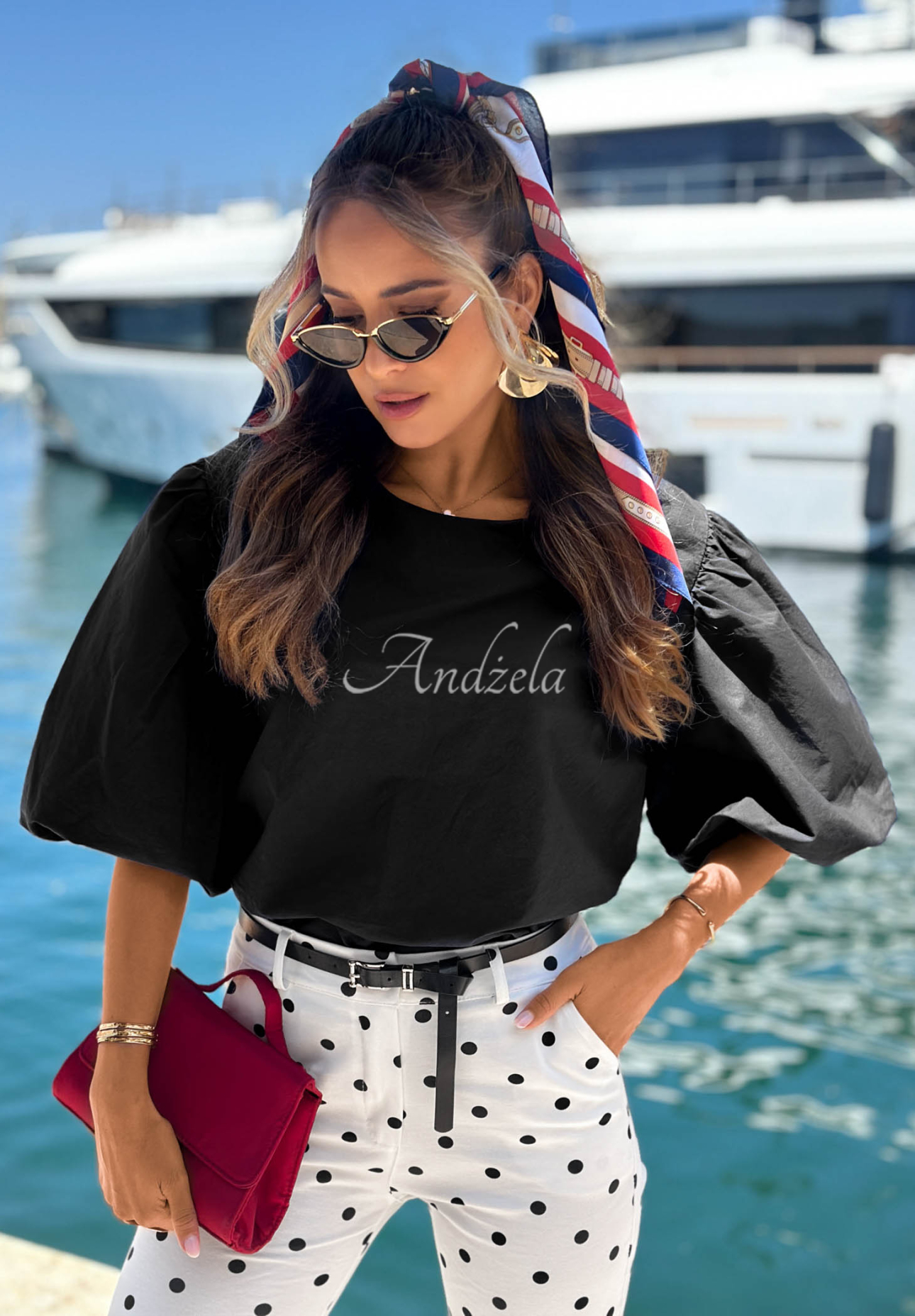 Sweet Summer Black Cotton Blouse with Puff Sleeves