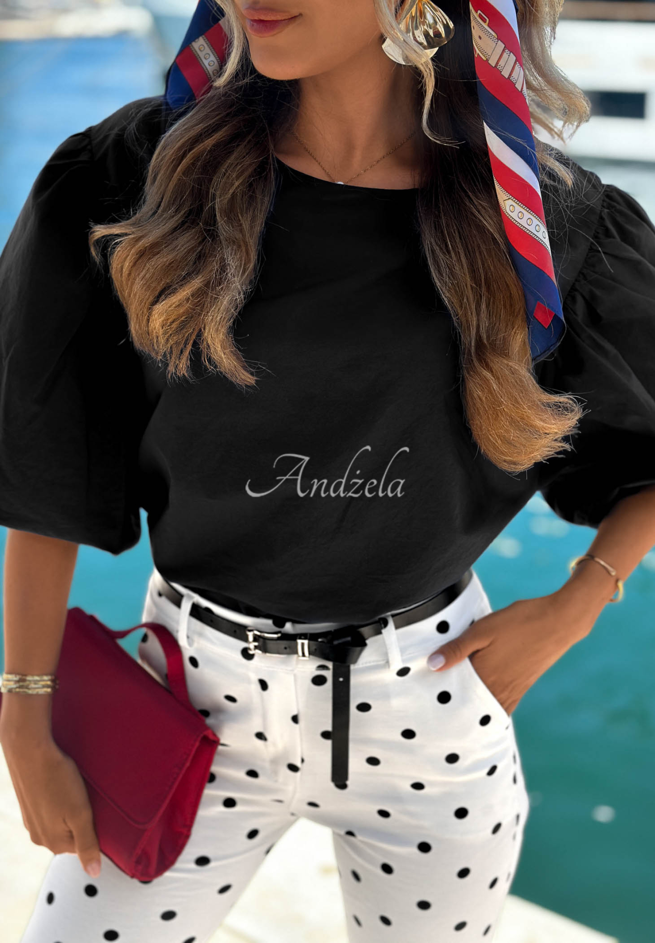 Sweet Summer Black Cotton Blouse with Puff Sleeves