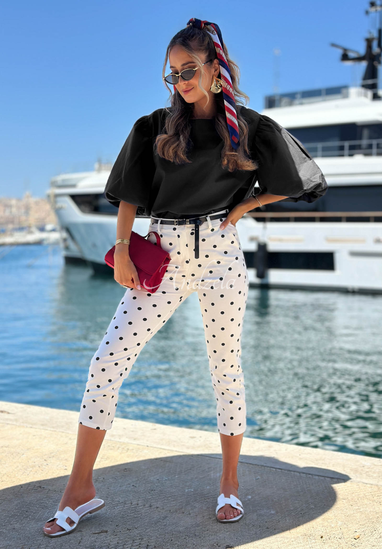 Sweet Summer Black Cotton Blouse with Puff Sleeves